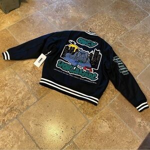 NWT~OBEY Black Roll Call Varsity Wool Blend Jacket Size Large